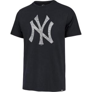 47 MLB Men's Team Color Distressed Imprint Primary Logo Wordmark Short Sleeve Baseball T-Shirt (US, Alpha, XX-Large, Regular, Regular, Navy Blue, New York Yankees)