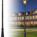 79" Vintage Design Cast Aluminum Lamp Post Matte Black Powder Coated Outdoor Lighting Pole for Porch/Yard/Garden Walkway, 78" without Crossbars