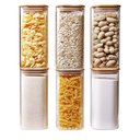Square Glass Jars with Bamboo Lids 30 FL OZ [Set of 8], Glass Canisters with Airtight Lid, Glass Food Storage Container for Pasta, Flour, Sugar, Rice, Best for Kitchen & Pantry
