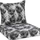 Favoyard Outdoor Seat Cushion 22 x 22 x 3 in Waterproof Pattern Fade Resistant Cover Removable Patio Furniture Cushions Deep Seat & Back Cushion Set with Adjustable Straps for Patio Chair Sofa Couch