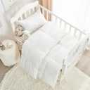 Toddler/Travel/Crib Goose Down Comforter Duvet/Blanket Multifunctional,Hypoallergenic 100% Organic Cotton & Washable Unisex Kids,All Season,White 33x43