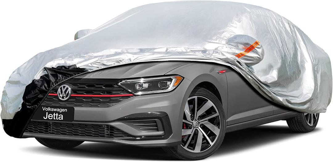 Car Cover Custom Fit Volkswagen Jetta (2005-2025) Waterproof for Automobiles, Oxford Sun Rain Dust Snow Protection (Ships from US Warehouse, Delivery 3-8 Days) (Single Layer-Oxford)