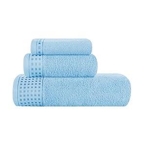 GLAMBURG Ultra Soft 3 Pack Cotton Towel Set, Contains a Bath Towel 28x55 inch, a Hand Towel 16x24 inch & a Wash Coth 12x12 inch, Ideal Everyday use, Compact & Lightweight - Black