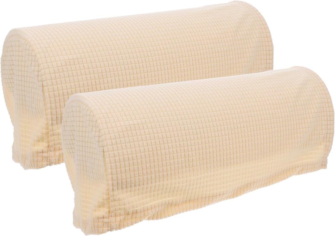 2 Pcs Couch Arm Covers Polyester Anti- Slip Armchair Cover Armrest Cover for Chairs Sofa Stretch Armrest Covers Furniture Protector Washable Armchair Slipcovers (Beige)