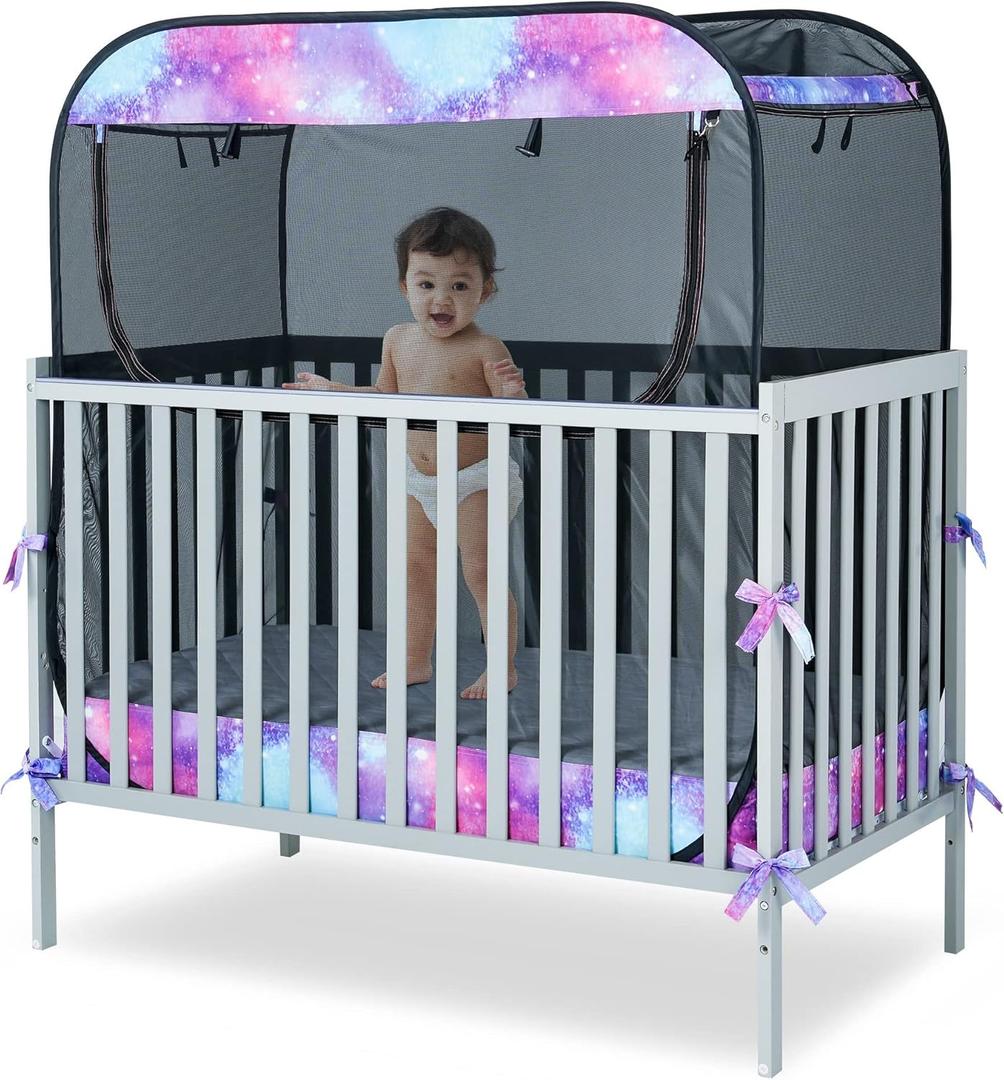 Porayhut Portable Baby Crib Net Safety Mesh Tent,Pop up Infant Mosquito Net, See Through Canopy Netting Cover for Baby&Toddler to Keep Baby from Climbing Out