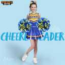 Spooktacular Creations Girl Cheerleader Costume, Halloween Cute Cheer Uniform Outfit with Accessories for Dress Up Parties (Blue, L)