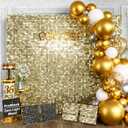 COKAOBE ProBlack Series Shimmer Wall Backdrop 36 Pcs, Light Gold Square Sequin Glitter Backdrop Panel, Black Back Not See-Through Design, Perfect for Birthday Graduation Wedding and Party Decoration
