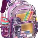 Bagseri Clear Backpack for Girls - 15 Inch Heavy Duty Kids Clear Bookbag for Kindergarten to Grade 2, Transparent School Bag with Reflective Strip, Fits Folders, Deep Purple Unicorn