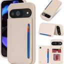iCoverCase Compatible with Google Pixel 9/9 Pro Case with Card Holder, Wallet Phone Case for Women Men [RFID Blocking] PU Leather Protective Wallet Case for Pixel 9/9 Pro (Beige)