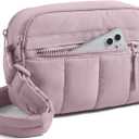 BAGSMART Cross Body Purse, Mini Crossbody Bags for Women Travel Purse, Puffy Shoulder Handbag Wallet with RFID Blocking Slots, Purple, 2.4L