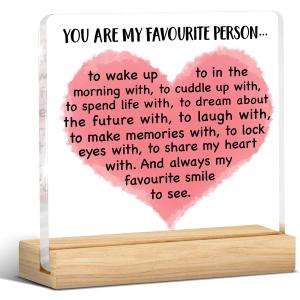Love Gifts for Her, Anniversary Valentines Day Gifts for Her Wife Girlfriend You Are My Favorite Person Acrylic Desk Plaque Sign Home Decor