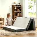 Folding Foam Mats 4 Inches Foldable Floor Pads with Collapsible and Washable Cover, Portbale Travel Mat Tri-fold Guest Mattress Camping Sofa Bed