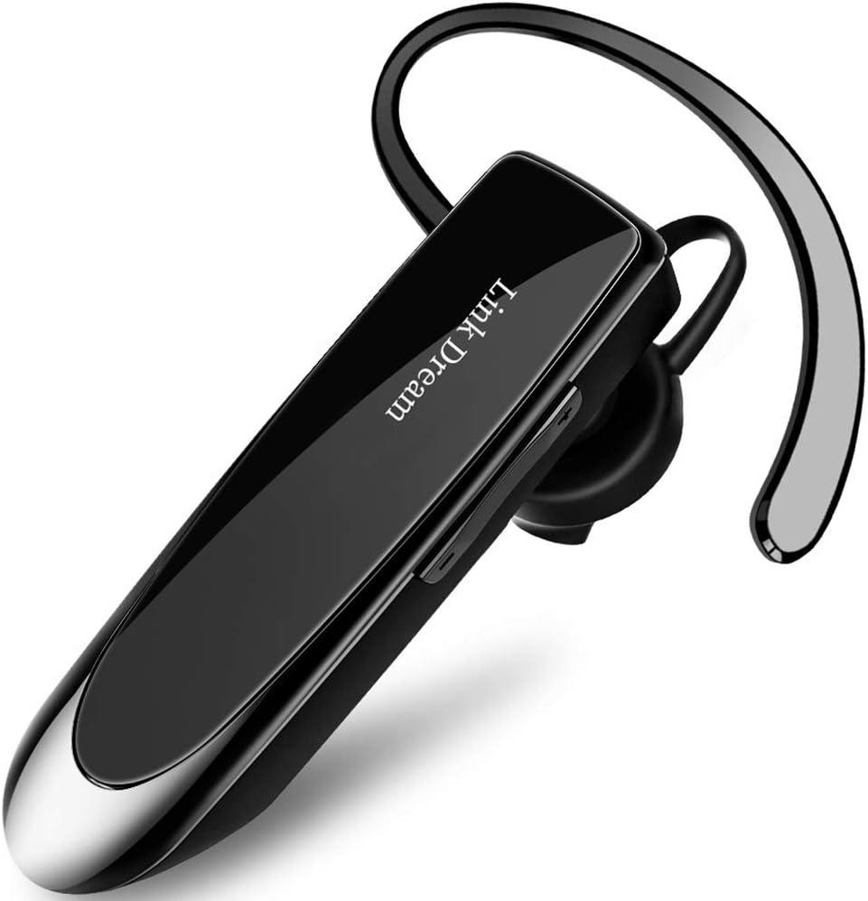 Link Dream Bluetooth Earpiece for Cell Phones Wireless V5.0 Hands Free Headset Noise Canceling Mic 24Hrs Talking 1440Hrs Standby Compatible with Mobile Phone Tablet Laptop for Work from Home Driver (BLACK)