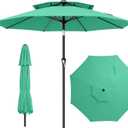 9ft 2 Tiers Patio Umbrella - Outdoor Umbrella Waterproof UV Protection, Market Table Umbrella w/Push Button Tilt&Crank for Pool, Porch, Garden (Turquoise)