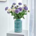 7 pcs Peonies Artificial Flowers, Purple Champagne Ranunculus Artificial Flowers, Fake Peonies for Home Office Centerpiece Table Decorations, Dining Table Centerpiece (Purple+Champagne)