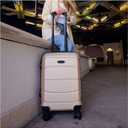 DUKAP SENSE Hardside Luggage with Spinner Wheels | 24 in Durable Lightweight Medium Checked Suitcase for Travel | Zipper Clouser Suit Case with Gel Handles and Trolley | Champagne
