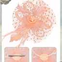 Zando 2026 Vintage Fascinators Hats Set for Women 1920s Tea Party Accessories Mesh Headband Feather Kentucky Hat Derby Lace Gloves Church Pillbox Hats Pink Headwear for Wedding Cocktail One Size (Pink)