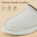 Mishansha Fuzzy Suede Slippers for Women Winter Warm Fur Lined House Shoes Slip-on Cozy Mini Boots for Indoor Outdoor Sand Beige, Size 7.5