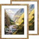 iRahmen 24x30 Poster Frame with 18x24 Mat - Plexiglass Wooden Picture Frames for Photo Wall Gallery Mounting (Rustic Brown, Set of 2)