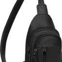 MASINTOR Sling Bag for Women - Crossbody Bags Fanny Pack with Vegan Leather - Adjustable Sling Backack for Travel (Pure Black)