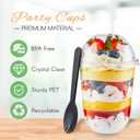 Zezzxu 50 Pack 16 oz Plastic Dessert Cups with Dome Lids (No Hole) and Sporks, Clear Disposable Fruit Cups with Lids for Yogurt Parfait Ice Creams Pudding Cakes