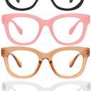 Reading Glasses for Women Men Square Oval Readers with Spring Hinge Anti UV Glare