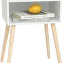 MaxSmeo White Nightstand, Small Bed Side Table for Small Spaces,Mid Century Modern Nightstand End Table with Storage and Solid Wood Legs for Bedroom Living Room(White)