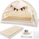GliCraft Inflatable Toddler Travel Bed with Tent, Portable Kids Air Mattress with Stars Lights & Flags, Ideal for Home, Traveling, Camping, Electric Pump is Not Included