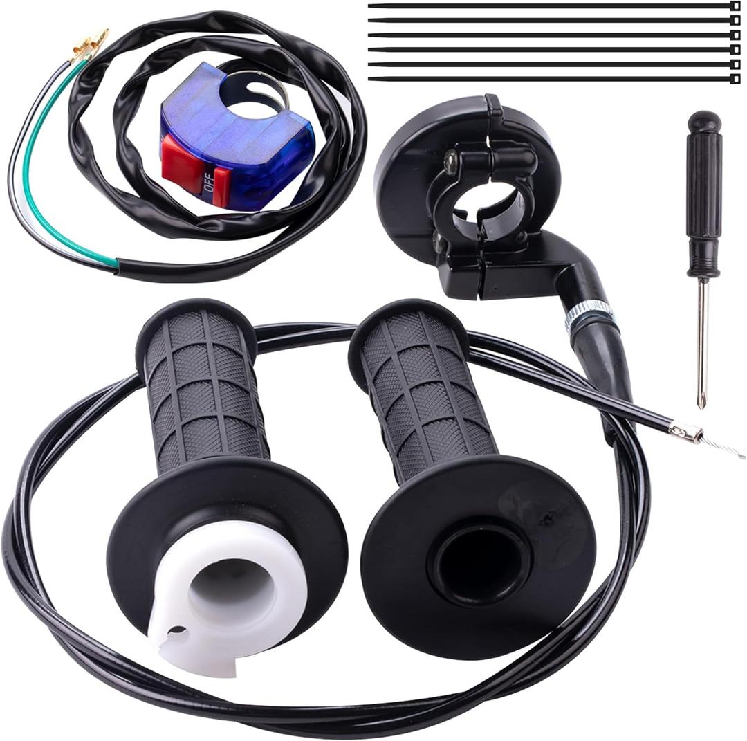 Mini Bike Throttle Cable Assembly Kit fit for Coleman CT200U CT200U-EX BT200X Baja DB30 Warrior MB200 Predator 212cc Massimo Motovox 196cc 200cc 6.5hp Engine Parts (7/8" Handlebar)