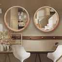 CONGUILIAO Round Mirror, 30 Inches Wood Mirror, Wall Decorative Circle, Nature Big Bathroom Large Vanity Farmhouse for Living Room Bedroom Entryway