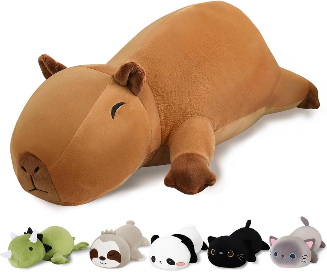 Finebee Weighted Capybara Stuffed Animals, Cute Weighted Capybara Plush, Soft Stuffed Weighted Plushie Pillow Gifts for Kids & Adults (9.8" 0.8Lbs) (Small)