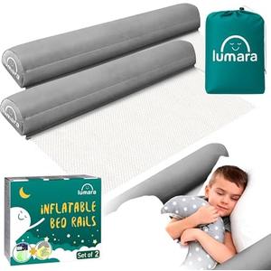 LUMARA Inflatable Bed Rail for Toddlers 2 Pack - Portable Travel Bed Bumpers for Kids Fits Twin Full Queen King Size Beds - Non-Slip Safety Guard Rails