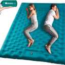 AKSOUL Sleeping Pad Camping Inflatable: Extra Thickness Double Persons Self Inflating Mat with Built-in Foot Pump, Lightweight Ultra-Wide Air Mattress with Pillow for Camping, Backpacking (Double Peacock Blue)