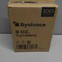 100Counts 9 OZ. Disposable Cups Old fashioned Party Tumblers, 9 Ounce Squat Cups Gold Rimmed Hard Plastic Party Wedding Cups with Gold Rim