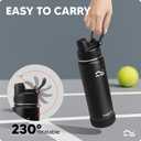 Swigina 64 oz Insulated Water Bottle with Silicone Boot (48hrs Cold/24hrs Hot) - DIY Stickers, Leakproof, BPA Free, Half Gallon [2-IN-1 LID]