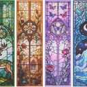 4PCS Fantasy Art Bookmarks, 5"  1.5" PVC Stained Glass Art Book Marker, Romantasy Inspired Bookish Gifts for Book Lovers