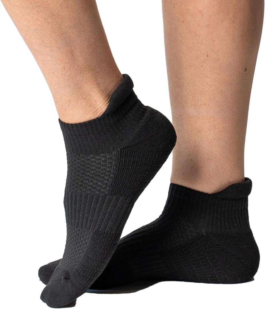 Viasox Ankle Compression Socks for Women & Men, 14 mmHg Support Improves Circulation, Extra Cushioned (Black)