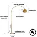 LightInTheBox Gold Modern Arc Floor Lamp, 70.9in Arc Floor Lamp with Inner Gold Metal Shade and White Marble Base, Arc Lamps Floor Standing with 5W Bulb, Over Couch Lamp for Living Room, Bedroom