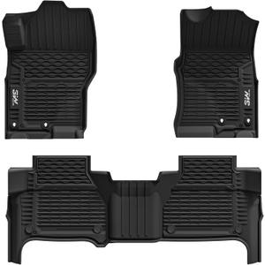 3W Floor Mats for Nissan Frontier 2026 2025-2022 Crew Cab(Not for 2nd with Under Seat Speaker), All Weather TPE Custom Fit Car Liner for Frontier Crew Cab Pickup, Black