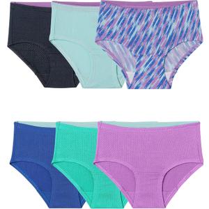 Fruit of the Loom Girls' Breathable Underwear (14, Brief - 6 Pack - Assorted Pack 1)