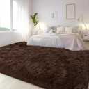 Large Area Rugs for Living Room Bedroom, 6x9 Feet Brown Fluffy Shag Rugs, Ultra Soft Shaggy Plush Fuzzy Modern Indoor Throw Floor Carpet for Kids Girls Boys Dorm Nursery Home Decor Aesthetic