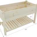 BIRASIL Outdoor Wood Raised Garden Bed, Elevated Reinforced Large Planter Box with Storage Shelf for Vegetable Flower Backyard Patio Gardening Balcony (48L, Natural Wood)