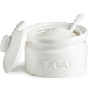 Gomakren Sugar Bowl with Lid and Spoon, Sugar Container Sugar Dish 10oz, Ceramic Sugar Jar for Coffee Bar, Kitchen, Countertop - Modern Farmhouse Kitchen Christmas Decor, White