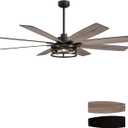 LuminFan 72 inch Large Ceiling Fans with Lights and Remote, Black Modern Ceiling Fan for Living Room, Patios, 6 Speed Reversible Quiet DC Motor, 8 Blades, Easy to Install