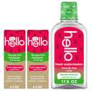 Hello Fresh Watermelon Fluoride Free Kids Toothpastes and Fluoride Free Kids Mouthwash Bundle Pack, Freshens Breath and Tastes Awesome, SLS Free Formulas, No Spicy Mint, Natural Watermelon Flavor