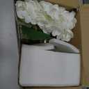 Hollyone Hydrangea Artificial Flowers with Vase White Silk Fake Flowers Arrangements in Glass Vase with Faux Water for Home Bathroom Office Table Centerpiece Shelf Decorations