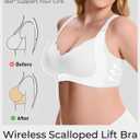 Gailife Scalloped Lift Bras Women Soft Jelly Push Up Wireless Bra Supportive V Neck No Underwire Seamless Tshirt Bralettes (White, S)