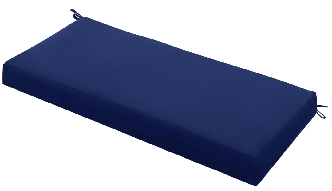 Outdoor Bench Cushion Waterproof 42"x18" – Fade-Resistant Patio Furniture Cushion with Ties for Porch Swing, Loveseat, or Indoor Bench Replacement, Navy Blue