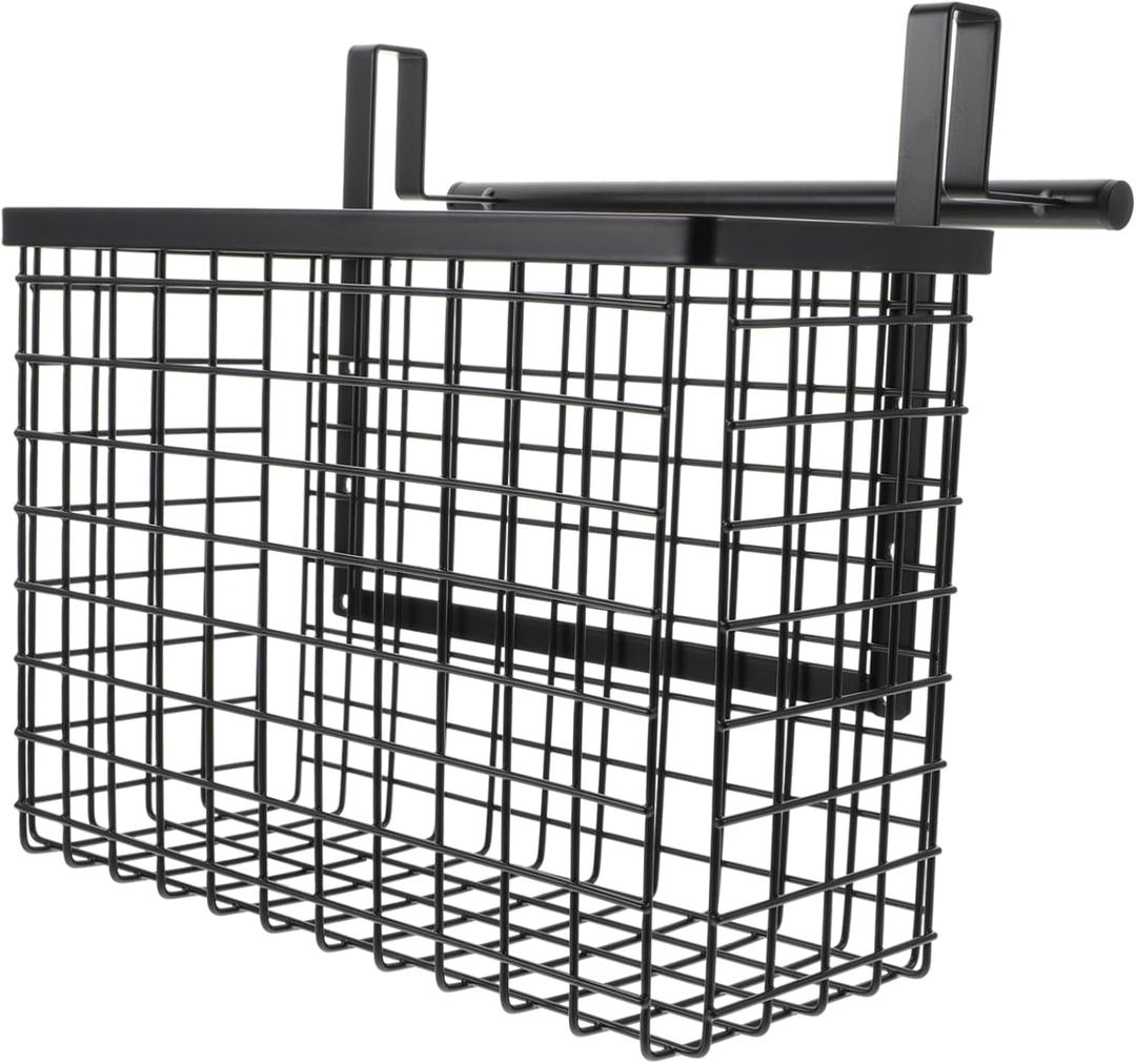 Happyyami Vegetable Storage Rack Metal Hanging Basket Easy Install Kitchen Hanging Storage Basket Black