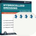 10 Pack Hydrocolloid Wound Dressing, 4" x 4" Ultra Thin Hydrocolloid Bandages with Self-Adhesive, Waterproof Hydrocolloid Patch for Bed Sore, Mild Burn, Blister, Acne Care